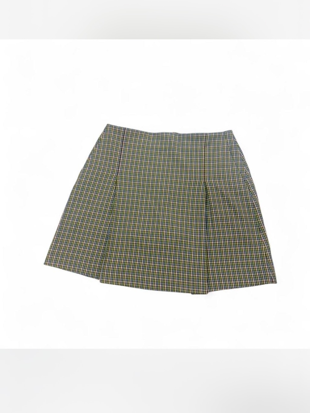 NWT Tory Burch pleated green multicolored plaid gold skirt